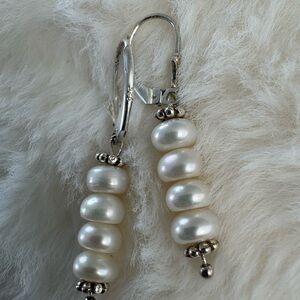 Classic Sterling Silver White Pearl Drop Earrings